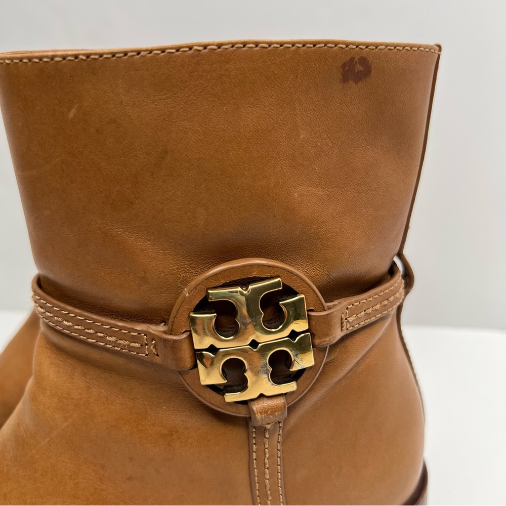 Tory Burch Miller Calf Leather Bootie Boots Brown Size 8.5 - Picture 3 of 16